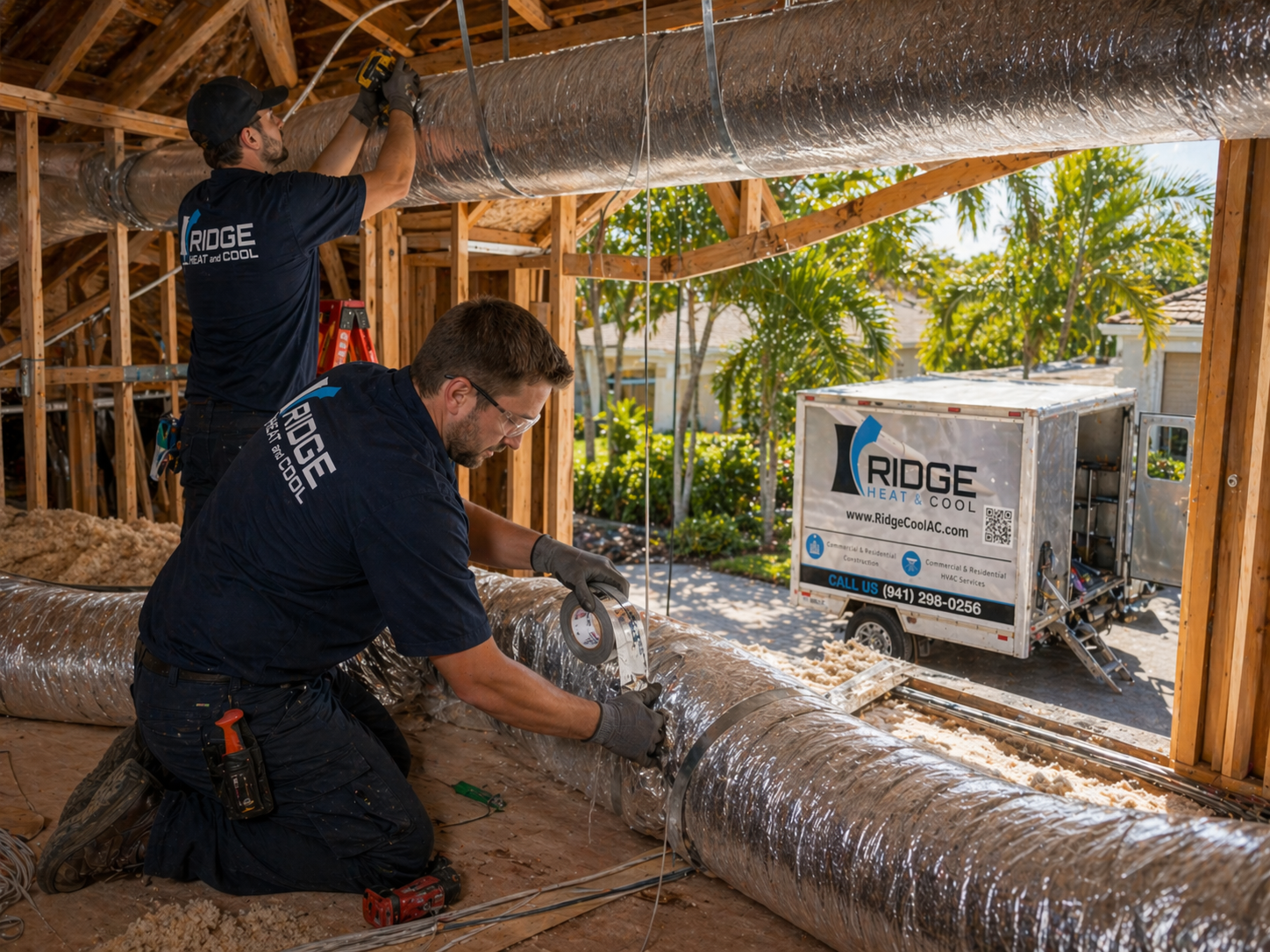 Ridge Cool AC installers replacing ductwork and AC system